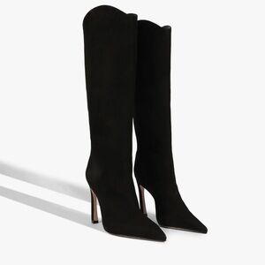 Schutz Maryana Sculpt Pointed Knee-High Boots | Black Suede